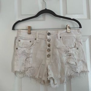 White American Eagle Ripped Stretch Jean Short
